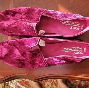 Burgundy Velvet Women's Toms